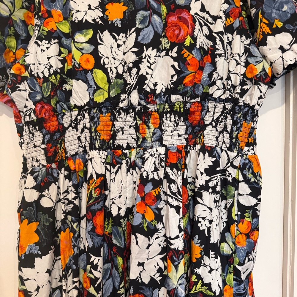 Anthropologie Floral Dress - Black, White, Orange, Red - Picture 8 of 11